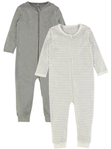 Helpyjamas Nightsuit 2-pack med zip Grå
