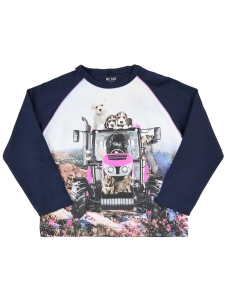 T-shirt LS Rolig Rosa Traktor Hundar