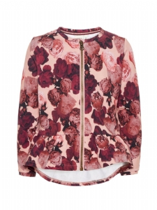 NMFRALUX CARDIGAN ZIP BLOMMIG EKO