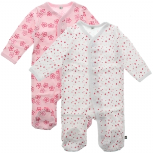 Pippi Pyjamas med fot 2-pack - Rosa