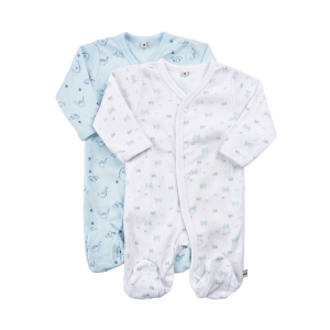 Pippi Pyjamas med fot 2-pack - Blå