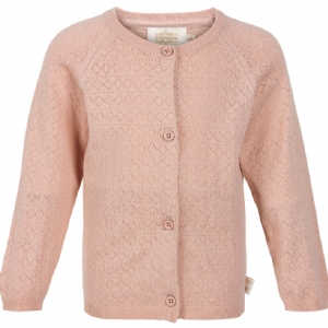 Creamie LS Cardigan Rosa Hålstickad